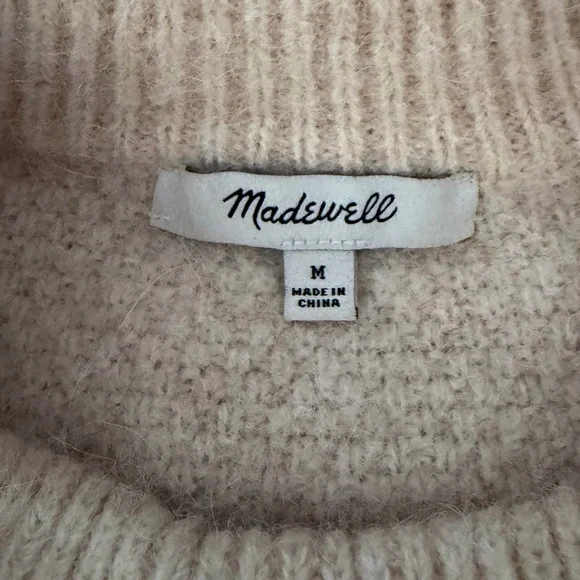Madewell Cable Havener Pullover Sweater Boxy Beige Alpaca Wool Blend Size Medium - Picture 5 of 6